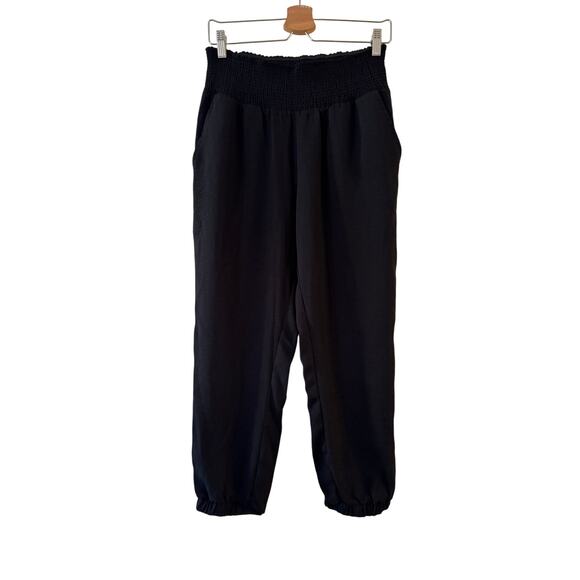 Jack by BB Dakota Harem-Style Pull-On Jogger Pants Womens Size M Black Smocked - Picture 1 of 8